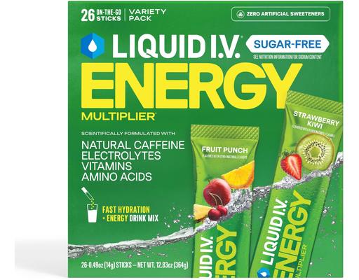 Sugar-Free Hydration + Energy Electrolyte Powder Drink Mix Variety, 26 pack. Liquid I.V.