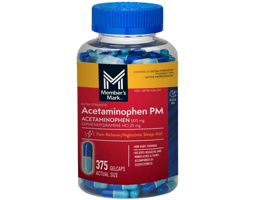 Rapid Release Acetaminophen PM 500mg Gelcaps, 375 ct Member's Mark