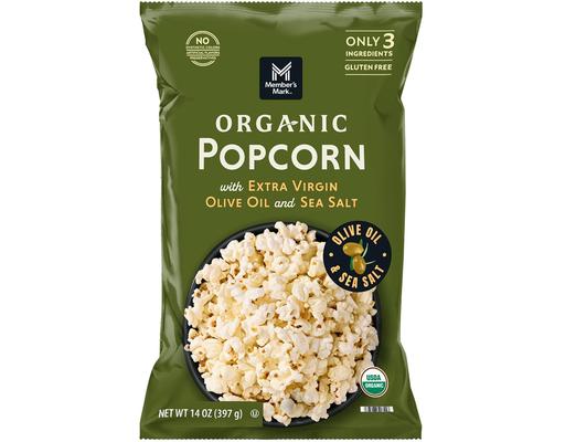 Organic Sea Salt Popcorn with Extra Virgin Olive Oil, 14 oz. Member's Mark