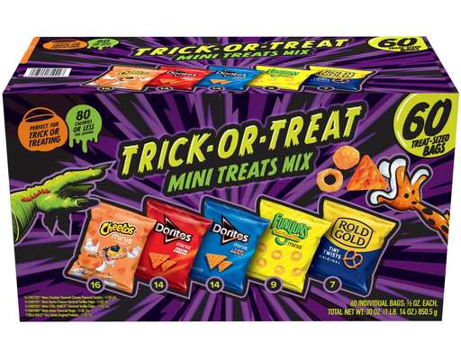 Mini Treat Size Halloween Snacks Mix Variety Pack, 0.5 oz., 60 pack. Frito Lay