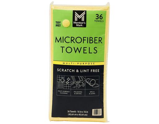 Microfiber Towels, 16" x 16", 36 count., Choose Color Member's Mark