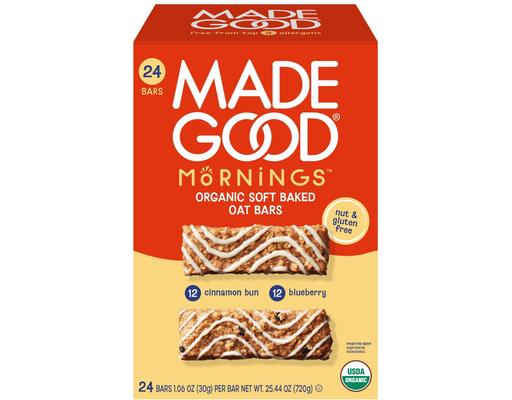 Mornings Organic Soft Baked Oat Bars, Variety Pack, 24 count. MadeGood