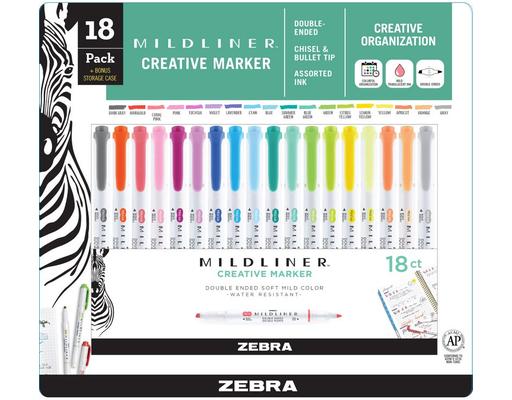 Mildliner Double Ended Highlighter Assorted 18 pack Zebra Pen