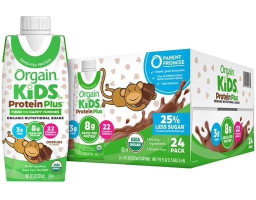 USDA Organic Kids Nutritional Protein Shake, Chocolate, 8 fl oz, 24 pack Orgain