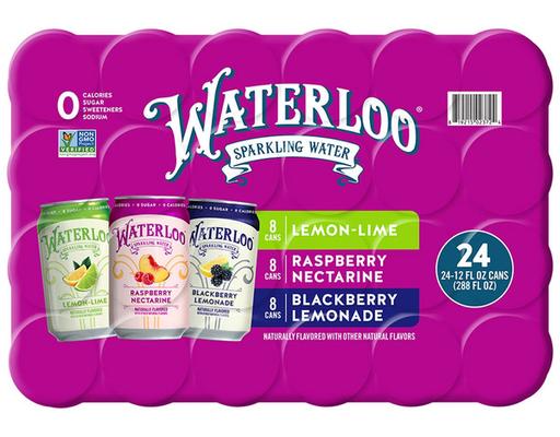 Sparkling Water, Variety Pack, 24 count, 12 ounce each Waterloo