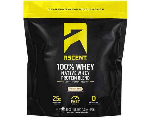 100% Whey, Native Whey Protein Blend, Vanilla Bean, 4.25 lbs Ascent