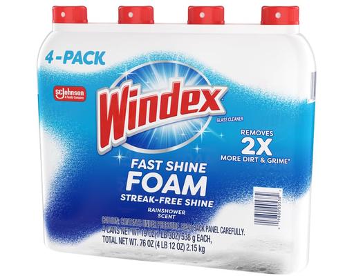 Foam Glass Cleaner, 19 oz, 4 count Windex